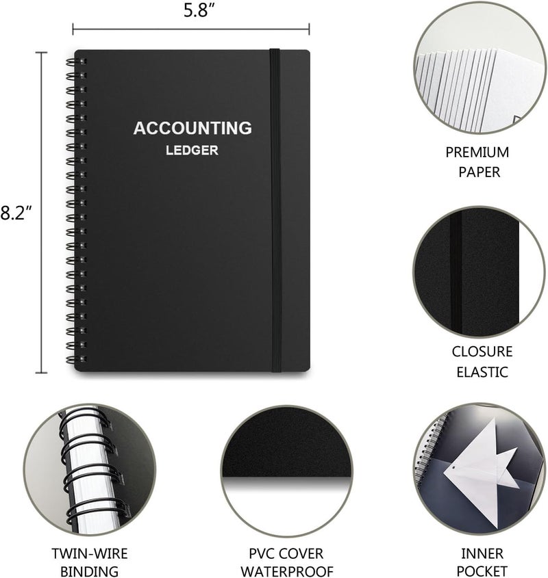Cheericome Accounting Ledger Book A5 - Bank Accounting Log for Small Business Bookkeeping & Personal Use - Account Tracker Notebook Track Accounts, Deposit, Expense & Balance, 5.8 X 8.25 Inch, Black - Image 3